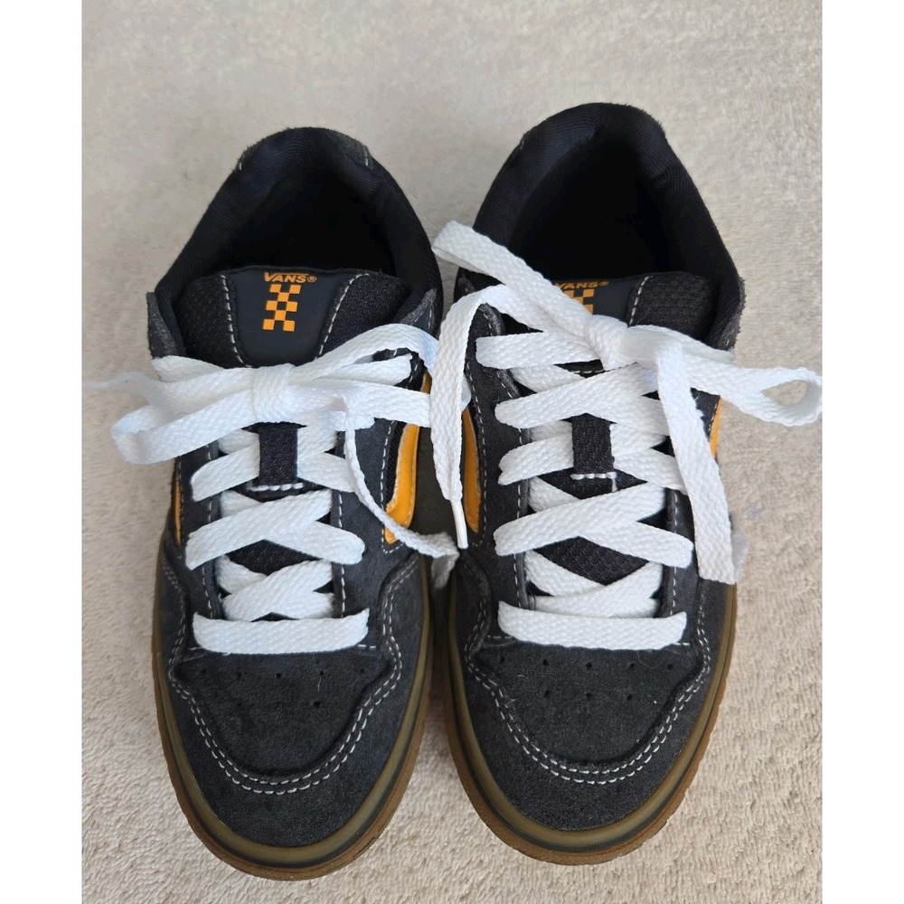Vans Skate Shoes Caldrone Boys Suede Charcoal Yellow Gum Size 1